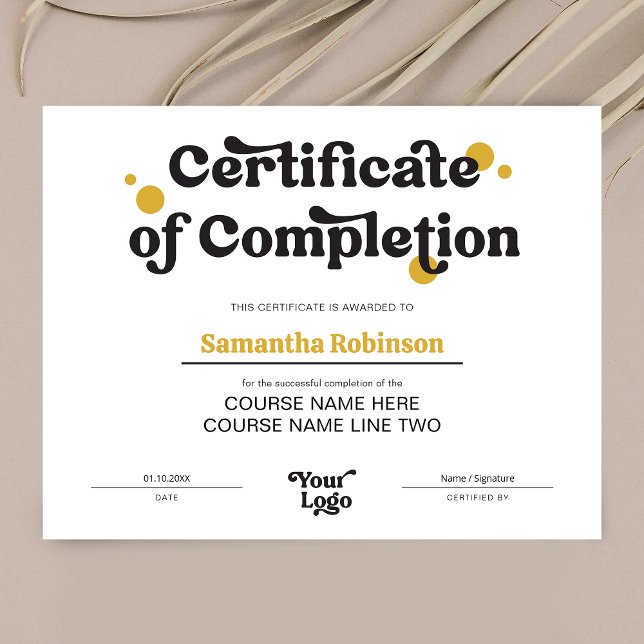 Retro Logo Trendy Beauty Course Certificate Award (Creator heeft geüpload)