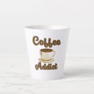 Retro logo voor koffieverslaafde latte mok