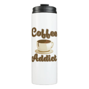 Retro logo voor koffieverslaafde thermosbeker