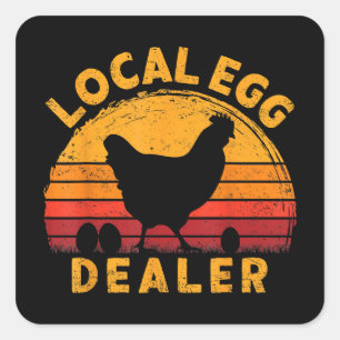 Retro lokale eierhandelaar voor kipeieren vierkante sticker
