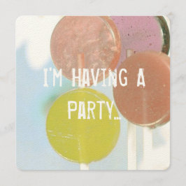 RETRO LOLLIPOPS KIND BIRTHDAY INVITATION KAART