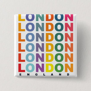 Retro Londen Engeland poster Vierkante Button 5,1 Cm