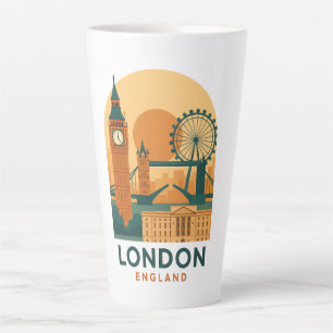 Retro Londen Engeland Reis Latte Mok - Retro 
