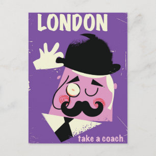Retro Londense zakenman reisposter in vintage stij Briefkaart
