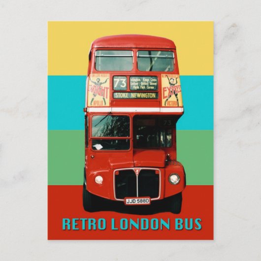 Retro London Bus Briefkaart (Voorkant)