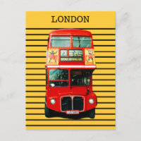Retro London Bus op gele achtergrond