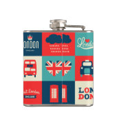 Retro London Collage Flask Heupfles (Achterkant)