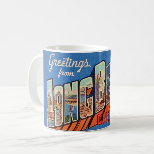 Retro Long Beach, CA Groeten Mok (Voorkant links)