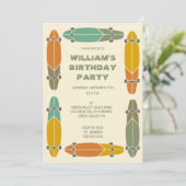 Retro Longboards Skateboard Verjaardag Kaart (Staand voorkant)