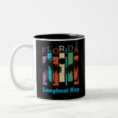 Retro Longboot Key Florida Palm Tree Souvenir Tweekleurige Koffiemok (Links)