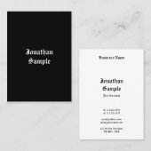 Retro Look Handgeschreven Script Zwart Wit Klassie Visitekaartje (Voorkant / Achterkant)