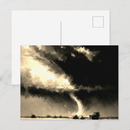Retro Look Tornado Art Briefkaart (Voorkant / Achterkant)