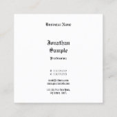 Retro Look Zwart Wit Klassiek Handgeschreven Scrip Vierkante Visitekaartje (Achterkant)