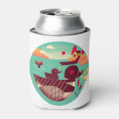 Retro Loon Bird uit 1950 op een meer Blikjeskoeler (Blikje Voorkant)