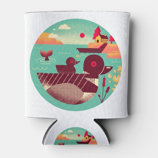 Retro Loon Bird uit 1950 op een meer Blikjeskoeler (Voorkant)