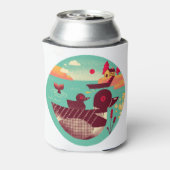 Retro Loon Bird uit 1950 op een meer Blikjeskoeler (Blikje Achterkant)