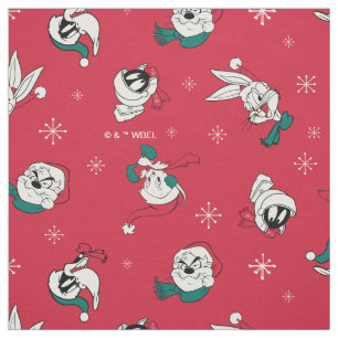 Retro LOONEY TUNES™ Winter Holiday Patroon Stof