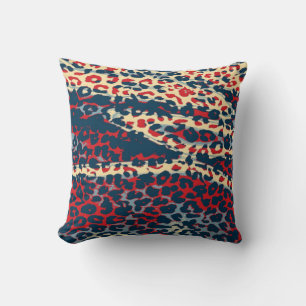 Retro Lopard Print Skin (BLue, Red, Bisque) Kussen