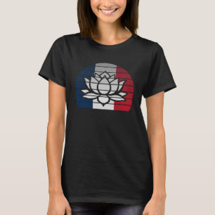 Retro Lotus bloem Boeddhistisch Frankrijk Franse V T-shirt