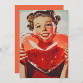 Retro Love: 1950s Heart Glow Kaart (Voorkant / Achterkant)