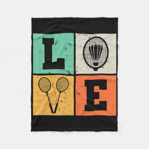 Retro Love Badminton Lover Fleece Deken