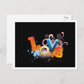 Retro Love Black Greeting Briefkaart (Voorkant / Achterkant)