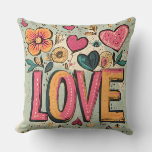 Retro Love Blooms Kussen