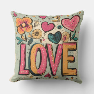 Retro Love Blooms Kussen