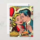 Retro Love Couple Comics Briefkaart (Voorkant / Achterkant)