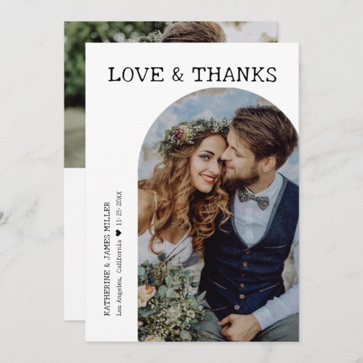 Retro Love et Merci White Arch 2 Mariage photo (Devant / Derrière)