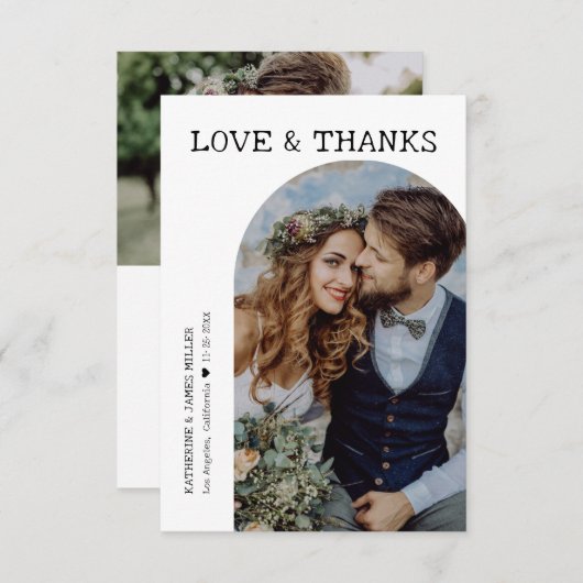 Retro Love et Merci White Arch Deux Mariage photo (Devant / Derrière)