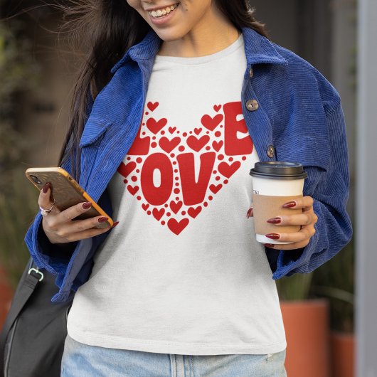 Retro Love Heart Modern Women's Valentijnsdag T-shirt