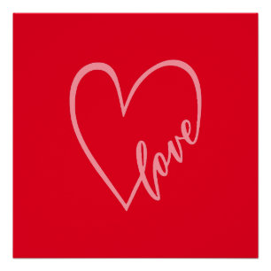 Retro Love Heart Trendy Valentijns's Perfect Poster