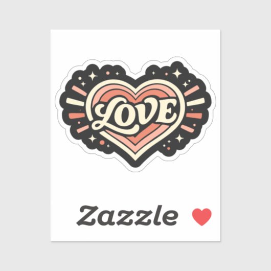 Retro Love Heart Valentine Classic Sticker (Vel)