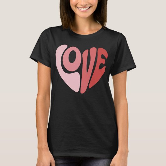 Retro Love Heart Valentine Typography T-shirt (Voorkant)