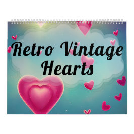 Retro  Love Hearts Colorful Art Valentijns Kalender