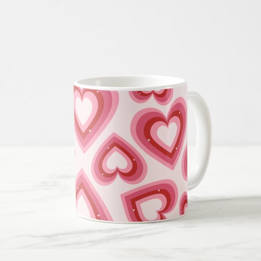 Retro Love Hearts Pattern mug  (Devant droit)