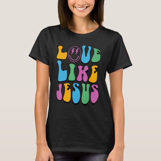 Retro Love like Jesus Happy Face Aesthetic Trendy T-shirt (Voorkant)