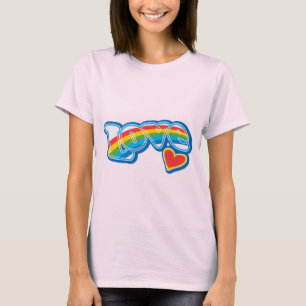 Retro Love Rainbow Dames Basic T-shirt