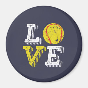  Retro Love Softball Sportteam en coach Magneet