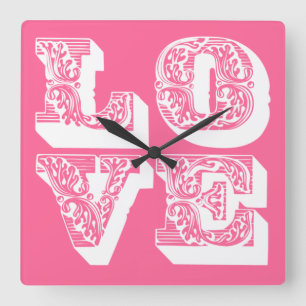 Retro LOVE Square Vierkante Klok
