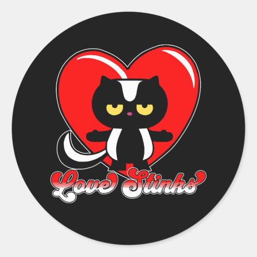 Retro Love stinkt Ronde Sticker (Voorkant)