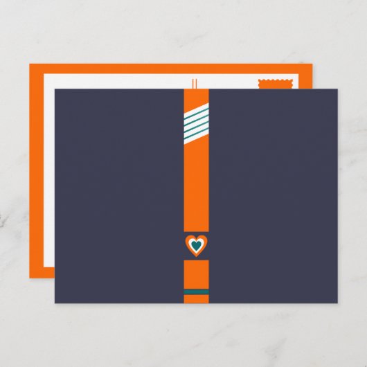 retro love stripe briefkaart (Voorkant / Achterkant)