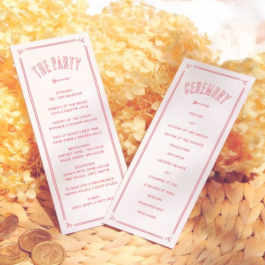 Retro Love Struck Hand Drawn Cupid Modern Wedding Programma