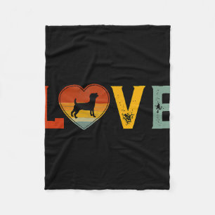 Retro Love Thed Jack Russell Terrier Dog Valenti Fleece Deken