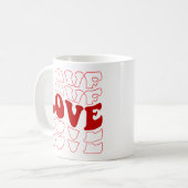 Retro LOVE Typografie Red Design Koffiemok (Voorkant links)