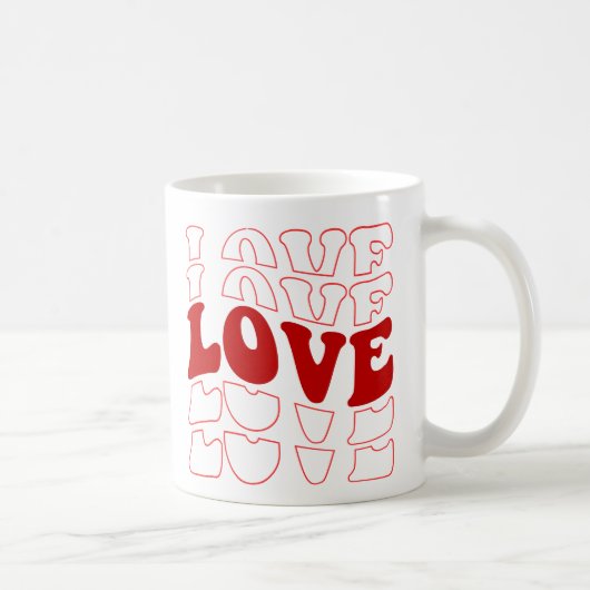 Retro LOVE Typografie Red Design Koffiemok (Rechts)