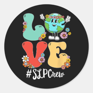 Retro Love World Earth Day SLP Crew Ronde Sticker