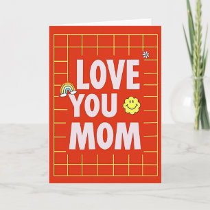 Retro Love You Mom Kunstkaart Kaart
