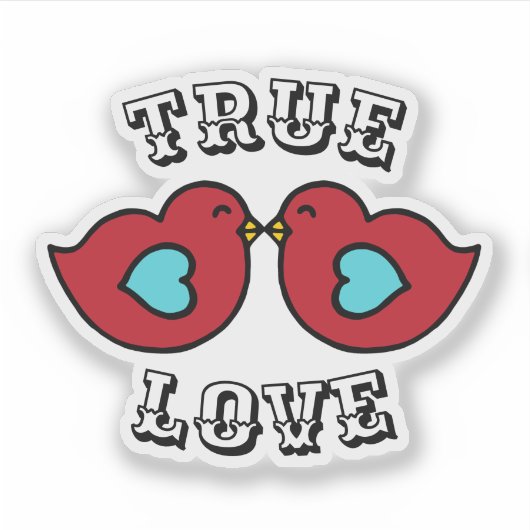 Retro Lovebirds Sticker (Voorkant)